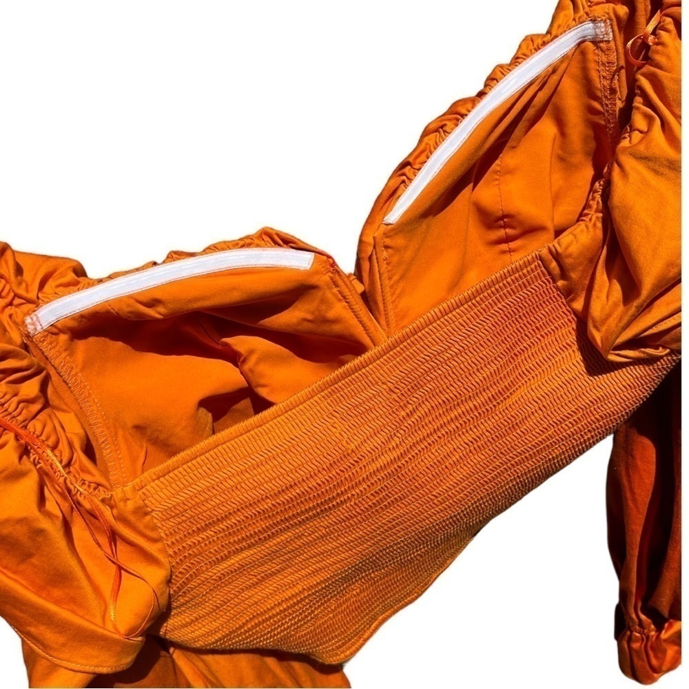 🌻Zerina Akers x Bar III Orange Ruffled Cropped Top Size XL - Picture 9 of 11